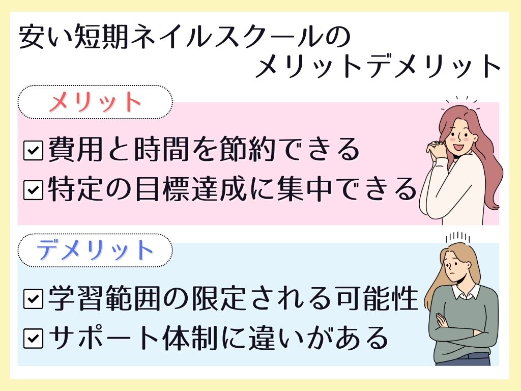 短期安いネイルスクール｜メリットデメリット